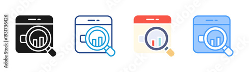 Seo Analytics icon set multiple style collection