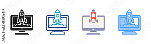 Startup Launch icon set multiple style collection