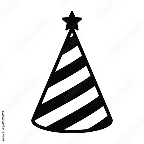Celebration party hat with star topper standing alone against clean white background for festive event decoration