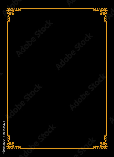Rectangle gold frame ornament vector 