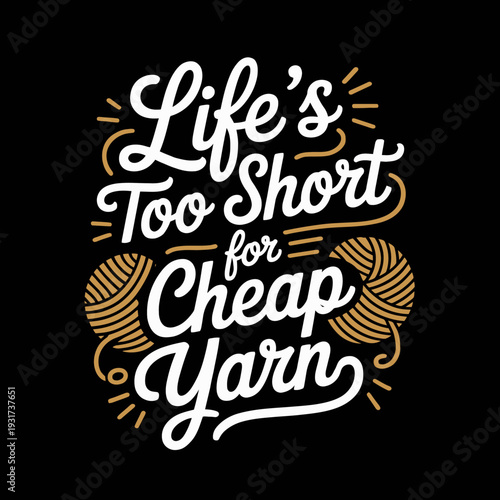 The image features bold black typography on a white background. A playful yarn graphic replaces the 'o' in 'short', adding a crafty touch.