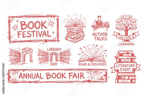 Book Festival Bright Poster Banner Book Fair Concept Open Close Books Education Culture Festival Library Literature Event