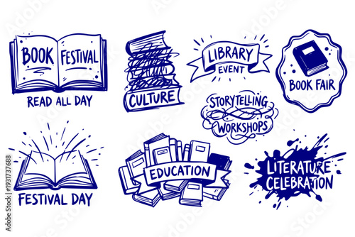 Book Festival Bright Poster Banner Book Fair Concept Open Close Books Education Culture Festival Library Literature Event