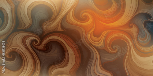 Abstract Swirling Smoke and Liquid Art with Warm Tones.