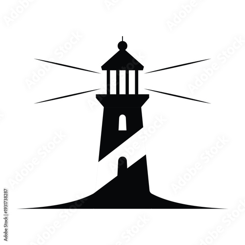 Single Lighthouse Silhouette Vector Logo Design