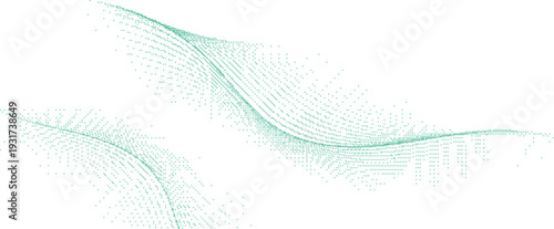 Abstract light green flowing wave lines pattern on, subtle digital art texture vector illustration