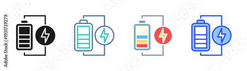 Battery Power icon set multiple style collection