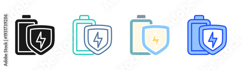 Power Shield icon set multiple style collection