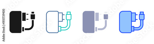 Power Adapter icon set multiple style collection