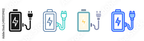 Battery Charger icon set multiple style collection