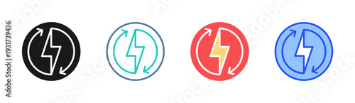 Power Cycle icon set multiple style collection