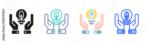 Energy Care icon set multiple style collection