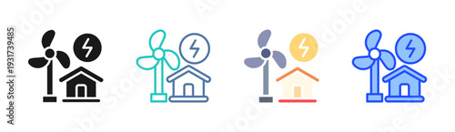 Wind Energy icon set multiple style collection