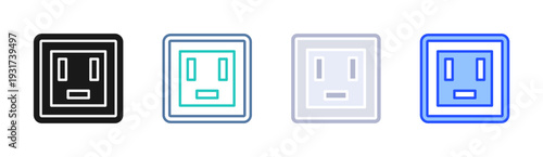 Power Socket icon set multiple style collection