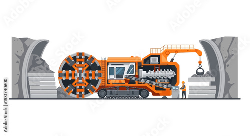 Tunnel Boring Machine (TBM) in Action: Underground Excavation and Construction of Infrastructure