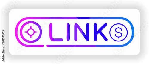 Digital Link Symbol: A sleek digital symbol representing connection, integration, and online interaction, incorporating elements of currency and targeting