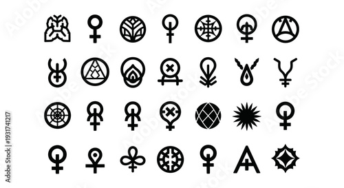 diverse collection of graphic symbols and gender icons representing various concepts perfect for design and social issues projects