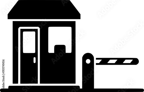 Black silhouette of a toll booth on a isolated on white background
