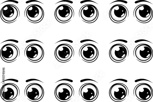 Design of all directions eyes looking draw
