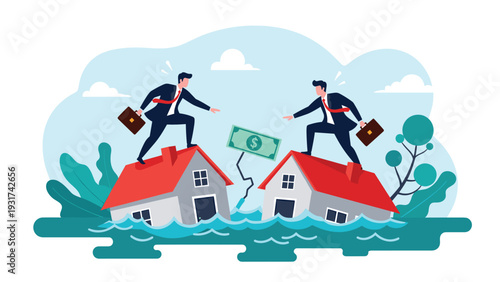 Real estate investors struggling to save their financial assets as houses sink during a major economic housing market crisis.