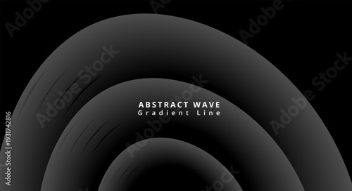 A modern abstract wave design with a gradient line on a black background