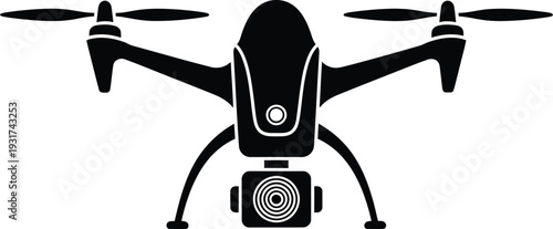 Drone silhouette with camera
