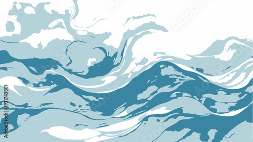 Vector Serene Marine Abstract representation of ocean waves, with soft hues of blues and whites, evoking a sense of tranquility and movement.