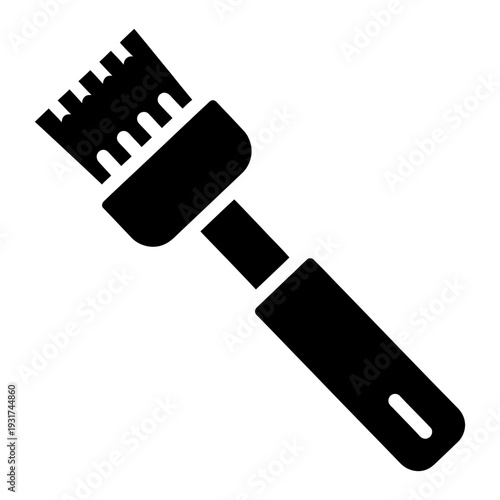 Pastry brush icon for basting and glazing in kitchen cooking and baking, black solid silhouette