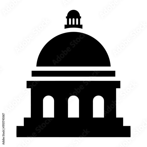 Capitol building icon silhouette representing government and law in minimalist black vector style