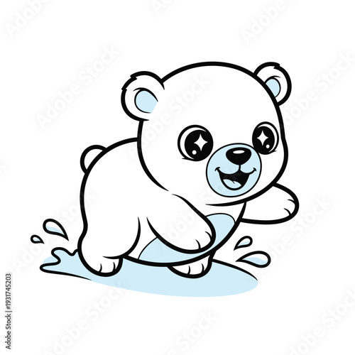 Adorable Cartoon Polar Bear Cub.