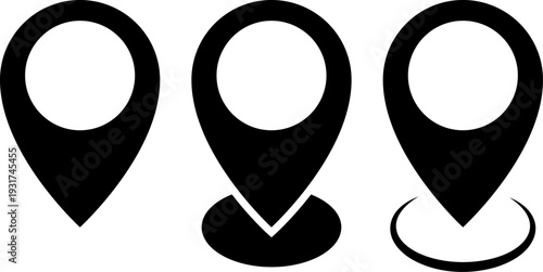Set of modern map pin icons for navigation and location marking