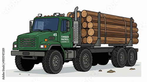 Logging Truck Carrying Logs.