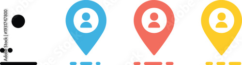 Network connection node icon set with abstract molecule structure representing data communication technology system links and digital connectivity