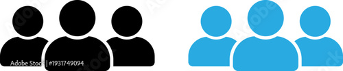 Simple icons of people in black and blue for business or design use
