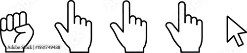 Hand gestures and computer mouse cursor icons