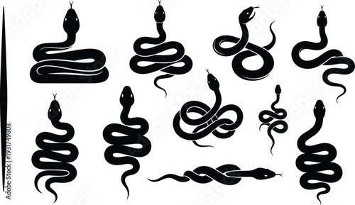 Snake Serpent Cobra Viper Python Reptile Slither Coil Venom Fang Wildlife Silhouette Symbol Emblem Icon Totem Tribal Mystic Nature Predator