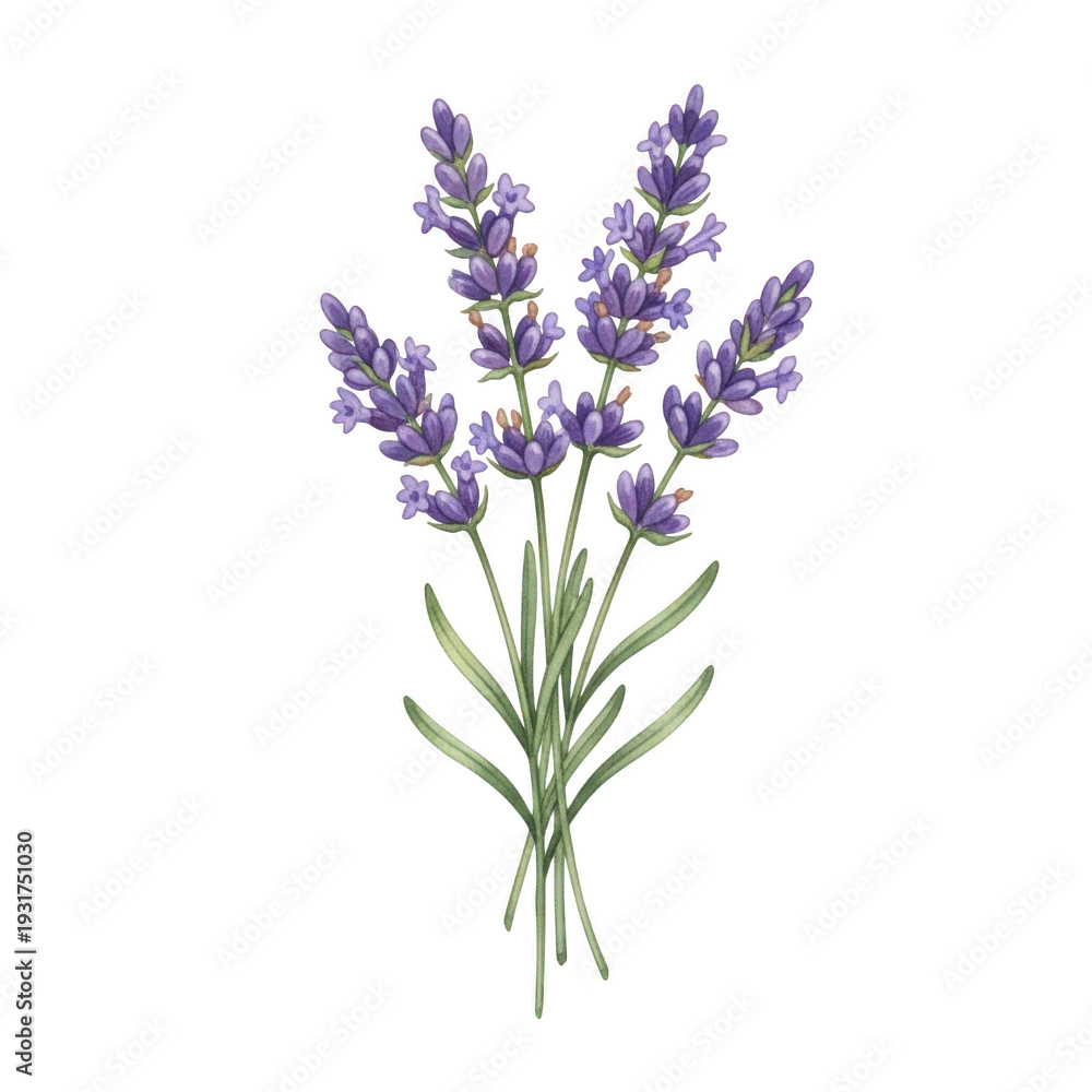 Obraz premium Beautiful lavender flowers bouquet illustration isolated on transparent background