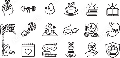 line icons for healthy lifestyle and wellness concepts
