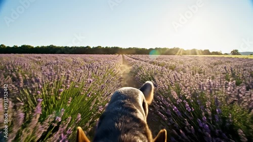 Dogs Journey Through Lavender Field - A Sunny Day Adventure.