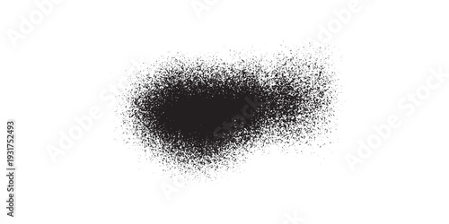 Abstract black ink splatter grunge texture on white background.