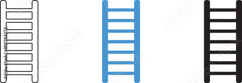 Three ladder icons with varying shades of blue and black