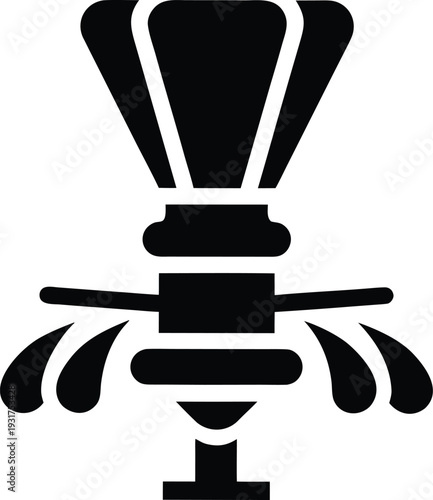 Black and white abstract of a spray bottle with liquid droplets