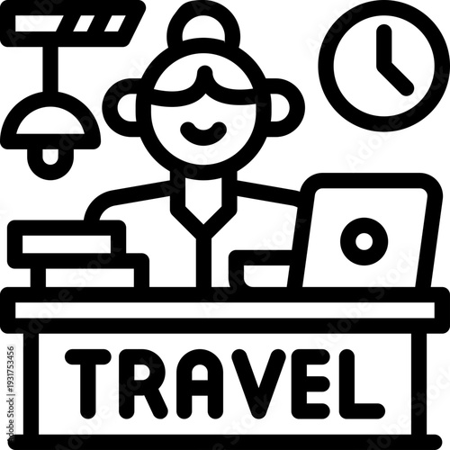 travel agent line icon. Clean and minimalist vector icon for websites, mobile apps, presentations, and logos. Fully scalable and customizable for any project.