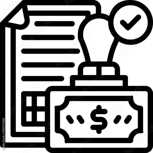 budget approval line icon. Clean and minimalist vector icon for websites, mobile apps, presentations, and logos. Fully scalable and customizable for any project.