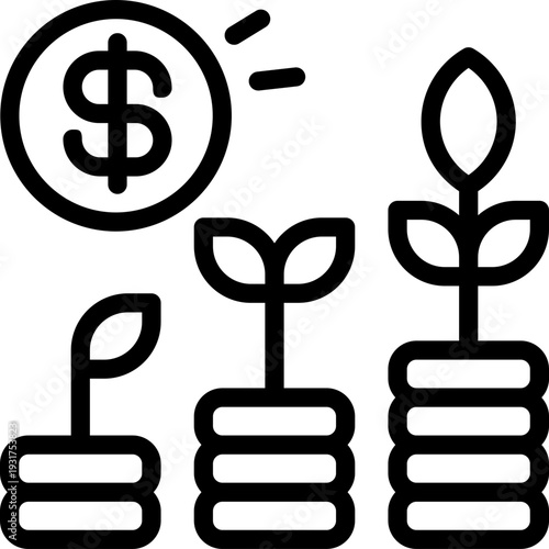 investing line icon. Clean and minimalist vector icon for websites, mobile apps, presentations, and logos. Fully scalable and customizable for any project.