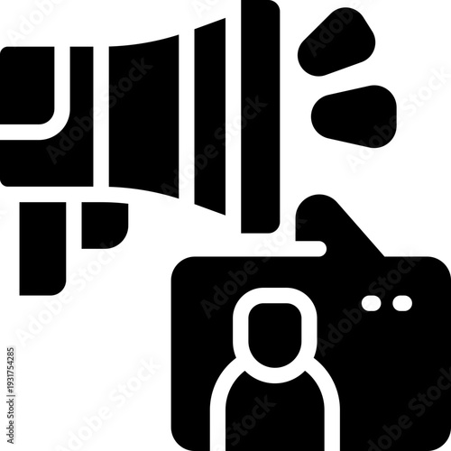 hiring glyph icon. Strong and solid vector icon for websites, mobile interfaces, presentations, and visual branding. High quality and easy to edit.