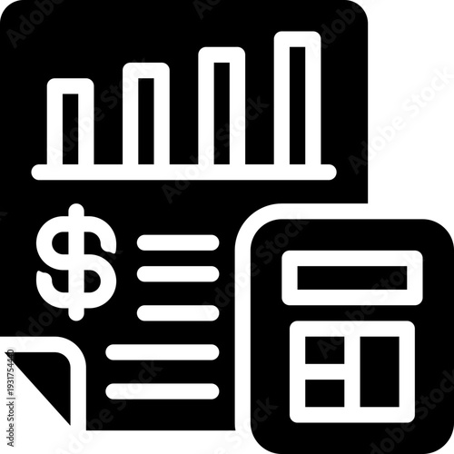 accounting glyph icon. Strong and solid vector icon for websites, mobile interfaces, presentations, and visual branding. High quality and easy to edit.