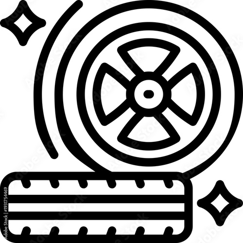 wheel line icon. clean and minimalist vector icon for websites, mobile apps, presentations, and logos. fully scalable and customizable for any project.