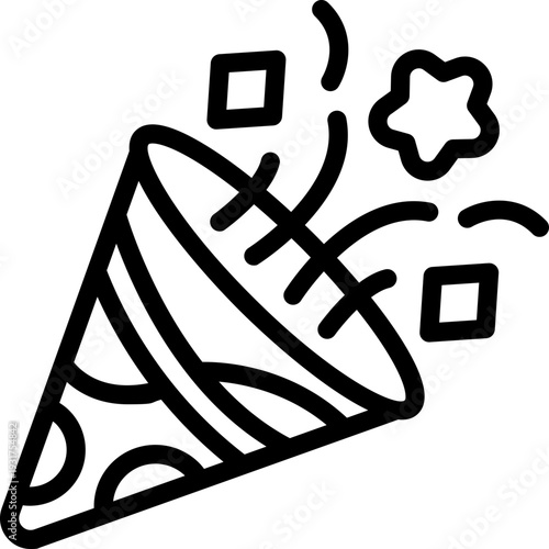 confetti line icon. Clean and minimalist vector icon for websites, mobile apps, presentations, and logos. Fully scalable and customizable for any project.