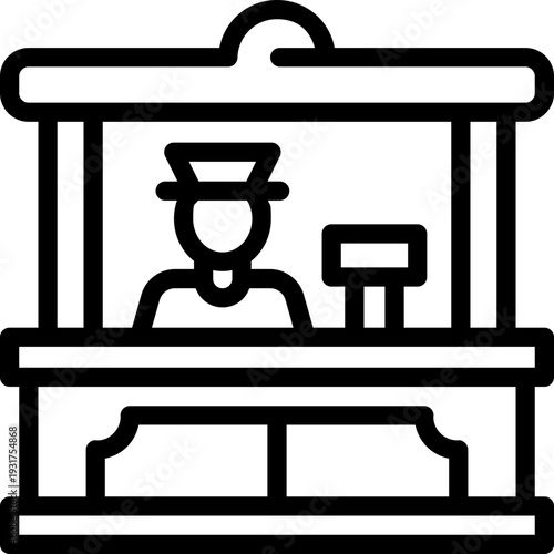 ticket office line icon. Clean and minimalist vector icon for websites, mobile apps, presentations, and logos. Fully scalable and customizable for any project.